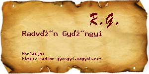 Radván Gyöngyi névjegykártya